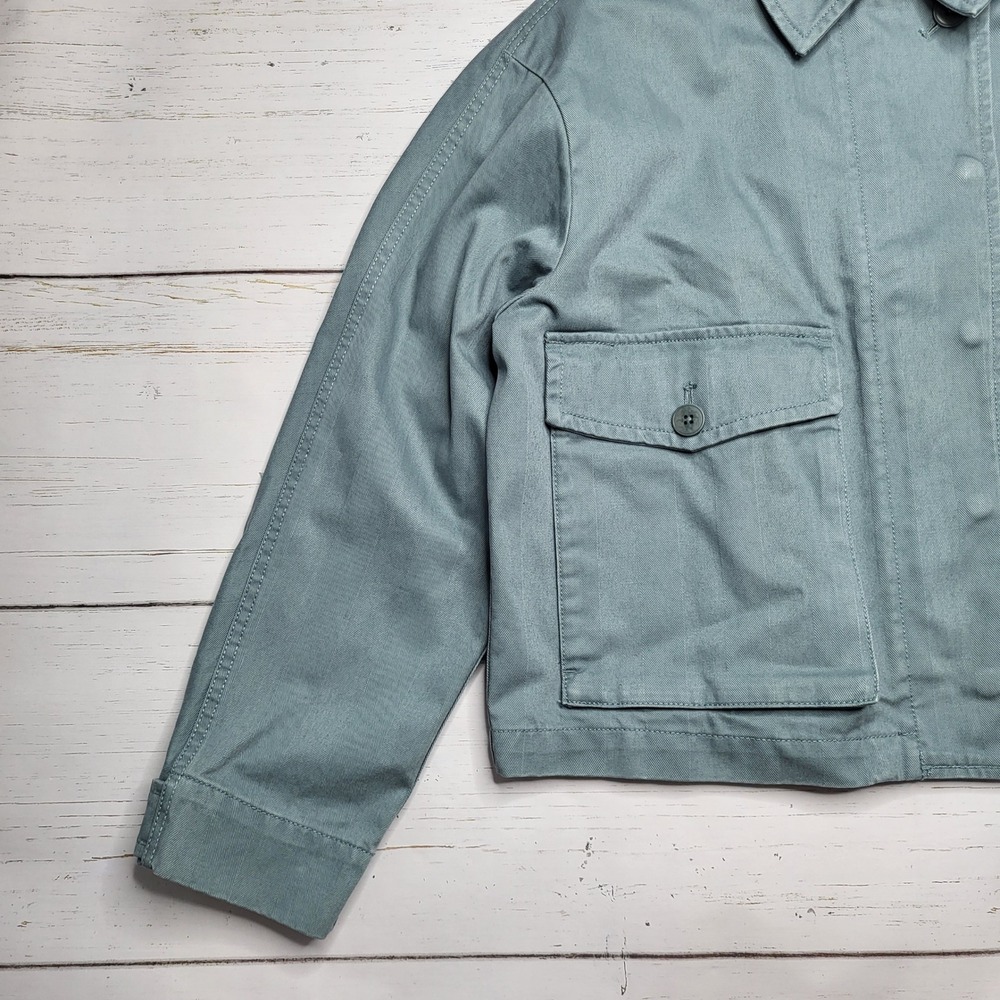 Madewell Cropped Cargo Chino Jacket Faded River Blue Utility Boxy Cotton Small - Picture 7 of 11